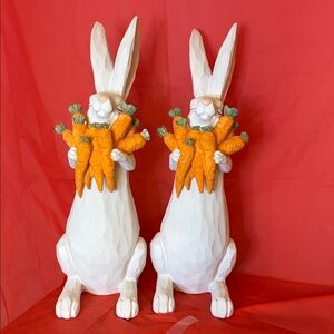 White Rabbit Figurines with Carrots